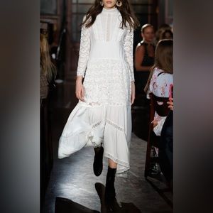 BYTIMO Vintage Cotton Midi White Dress L NWT - lace bridal bohemian wedding